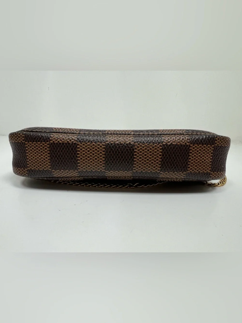 Louis Vuitton Damier Ebene Mini Pochette Accessoires Pouch Chain Bag Brown